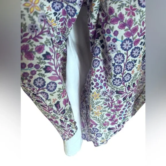 Talbots Floral Long Sleeve Dress - Purple and Green - Picture 7 of 8